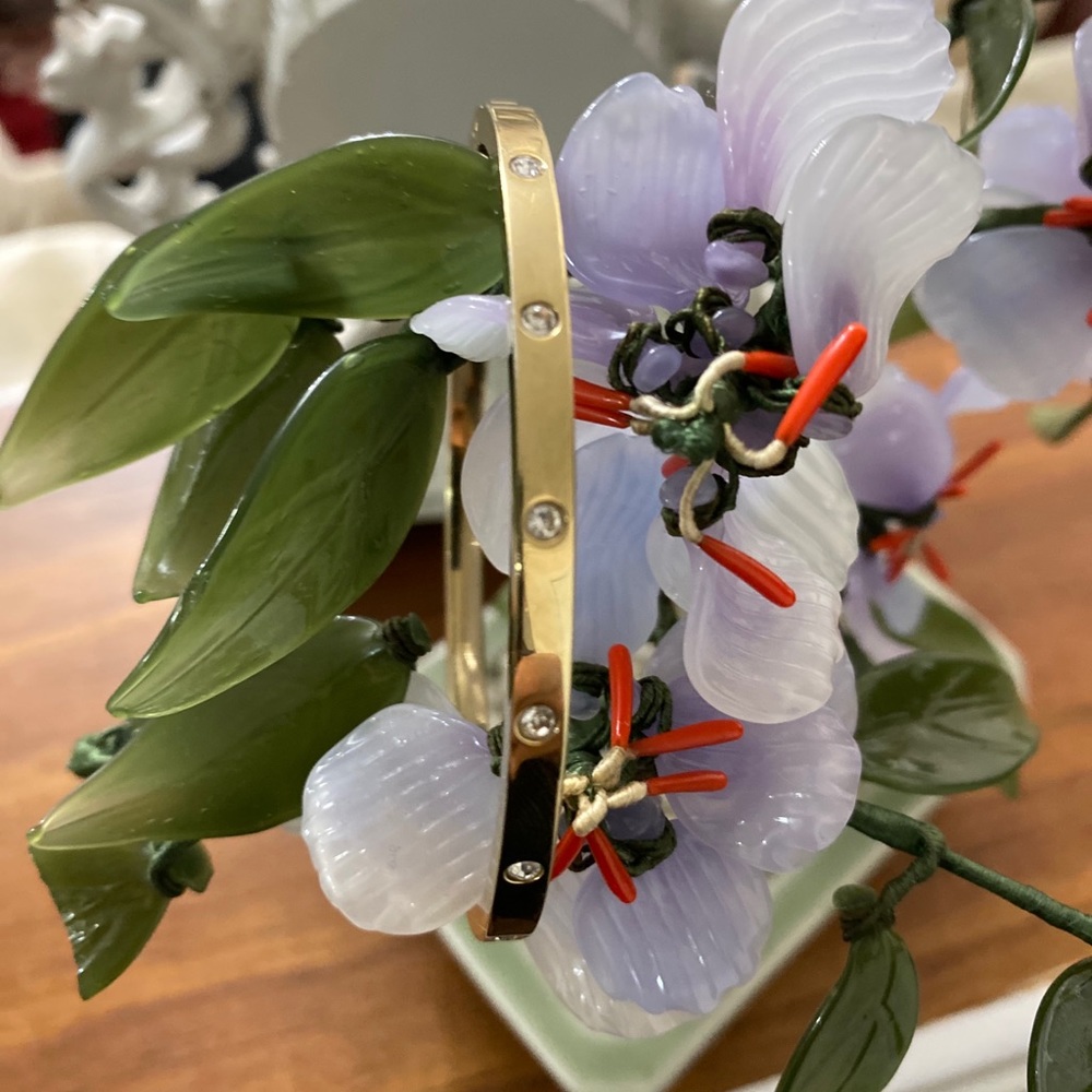 Fossil Goldtone Thin Crystal Pave Bracelet
